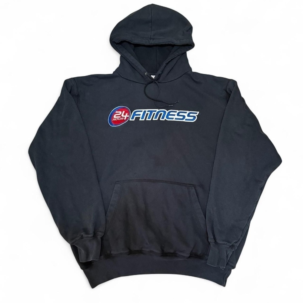 Vintage 24 Hour Fitness Pullover Hoodie Black - Large